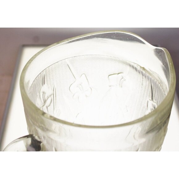 Vtg 50s Jeanette Glass Iris Herringbone Clear Glass Pitcher 2 quart Depression - Picture 7 of 10